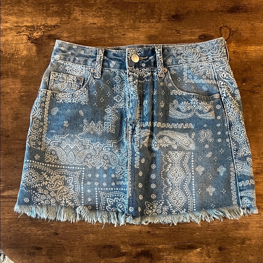 Forever 21 Bandana Print Denim Skirt and Short-Sleeve Jacket Set - Picture 2 of 7